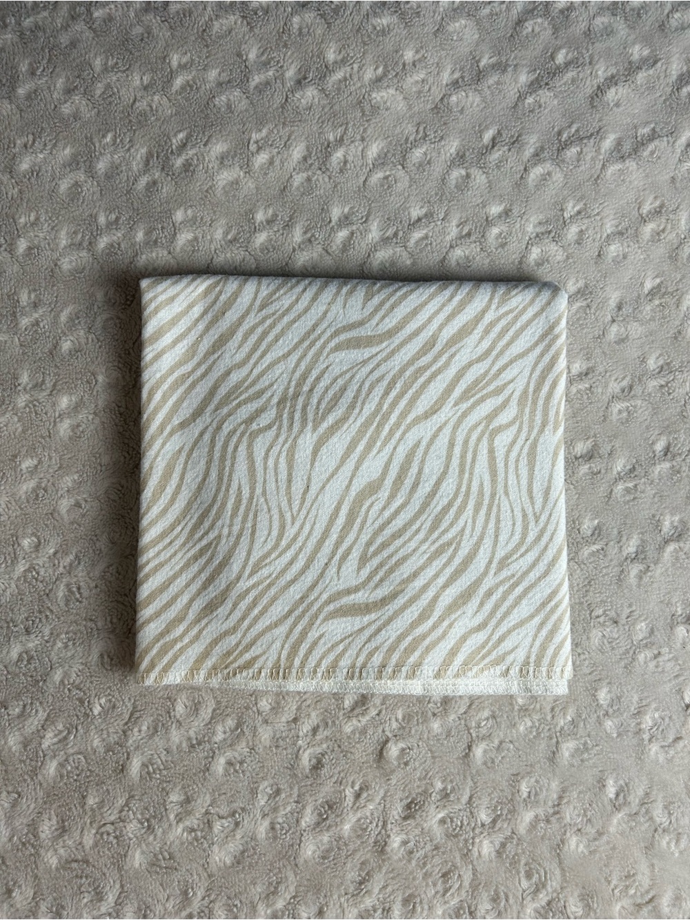 Parent's Choice Tan White Zebra Print Baby Receiving Blanket Flannel Cotton